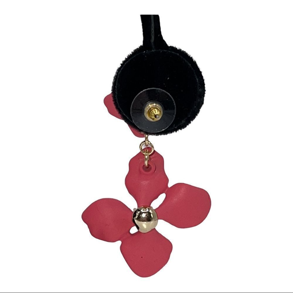 RACHEL Rachel Roy Gold-Tone Pink Crystal Double Flower Statement Earrings New - Picture 6 of 7